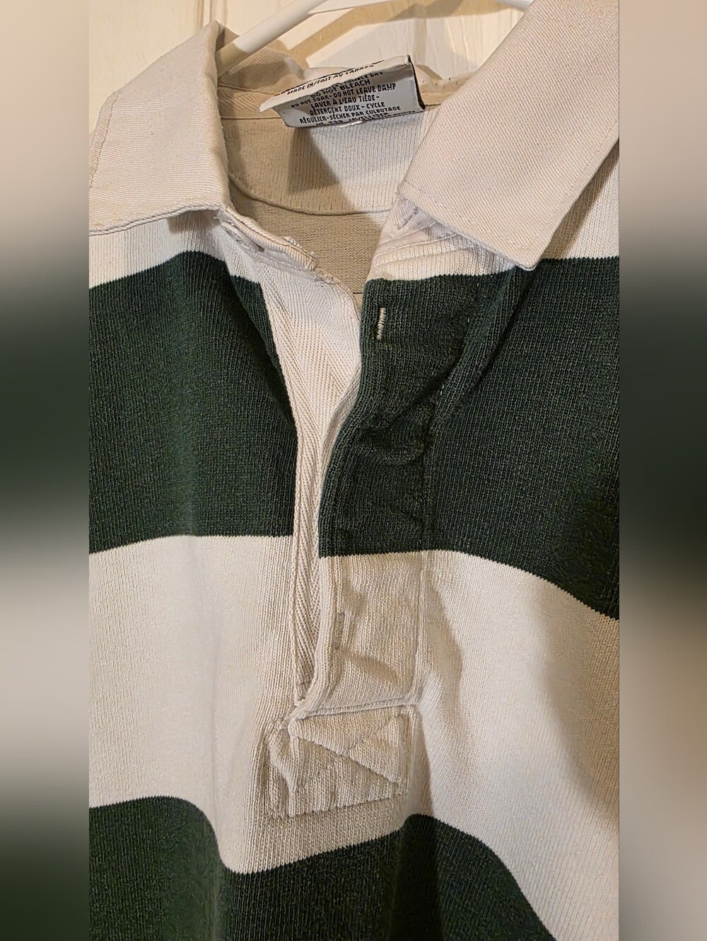Unisex Barbarian Rugby Wear Classic Green and White Rugby Stripe Polo Oversized - Picture 12 of 12